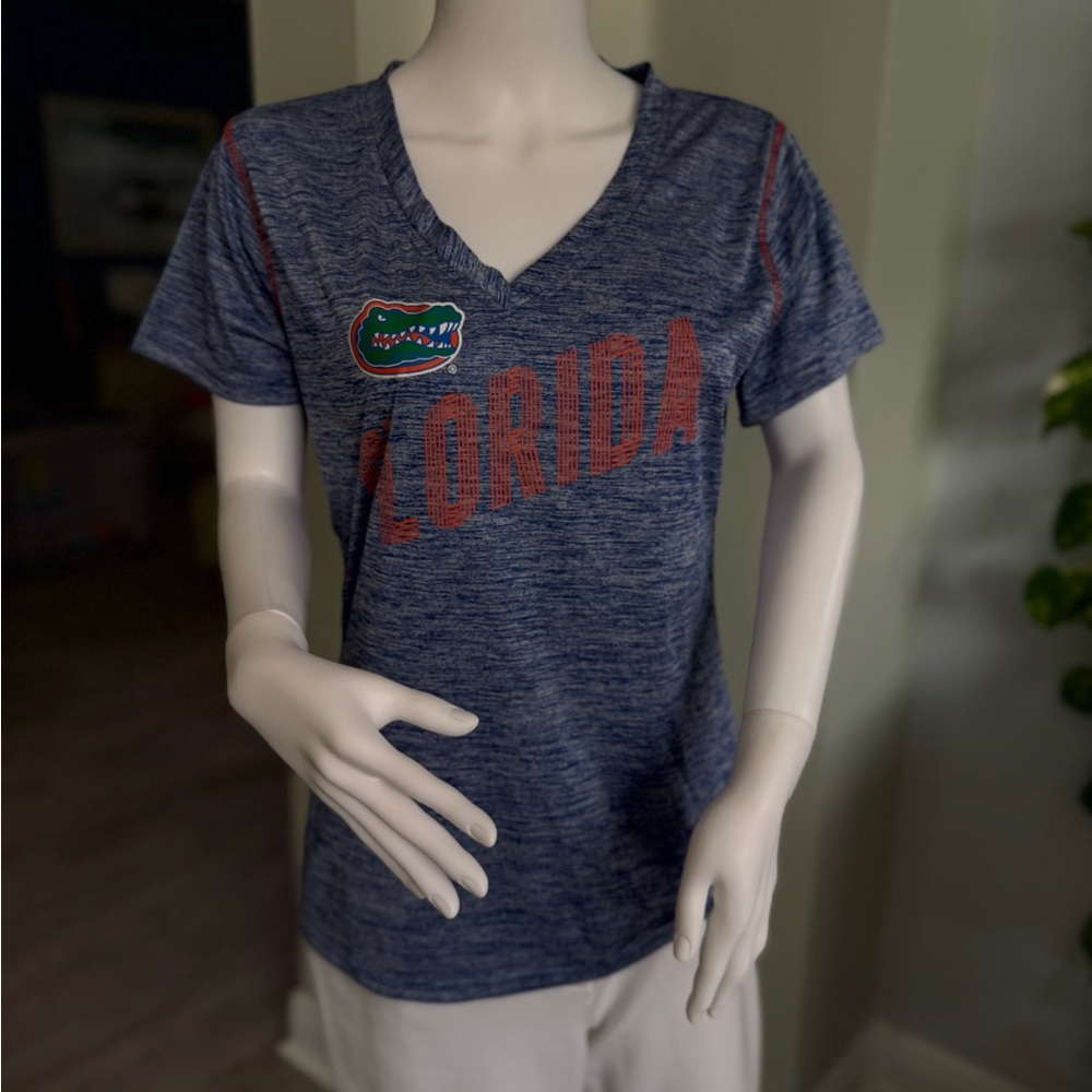 Russell Athletic Florida Gators Blue Heather V-Neck Tee sz L